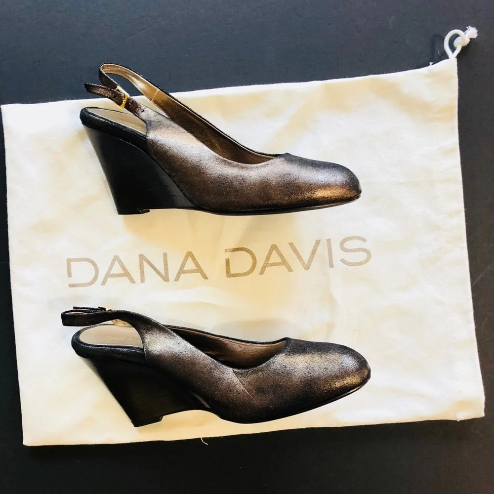 Dana Davis copper slingback wedges, Sz. 8